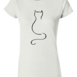 T-Shirt with Cat Outline Print
