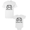 Pic-a-Tee T-shirt Adult & Babygrow with Player 1 & 2