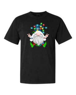 Pic-a-Tee Christmas Tee with Peace Gnome in Christmas Lights Print