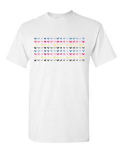 White T-shirt with block of hearts print