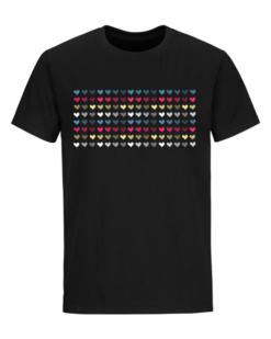 Black T-shirt with block of hearts