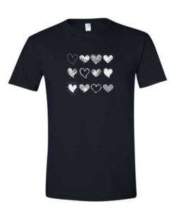 Pic-a-Tee Black T-shirt with heart collection print