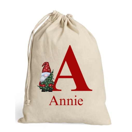 Pic-a-Tee Personalised Gnome Sack with Letter