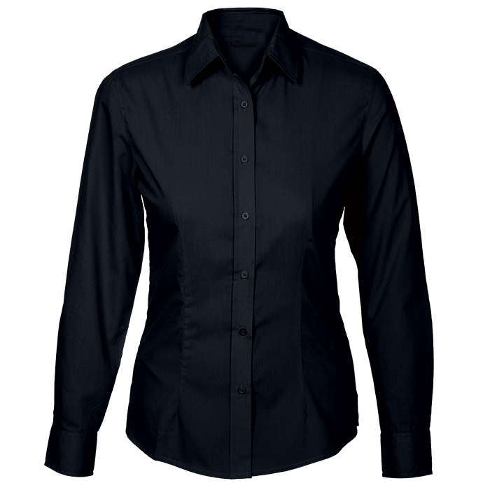 Polycotton Long Sleeve Ladies Black Pic-a-Tee Ladies Long Sleeved Collar Lounge Shirt Black