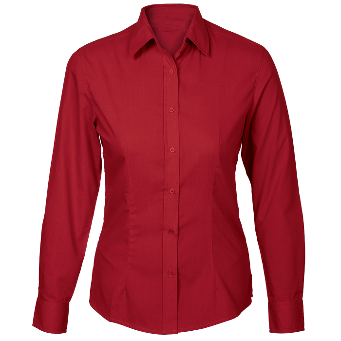 Polycotton Long Sleeve Ladies Red