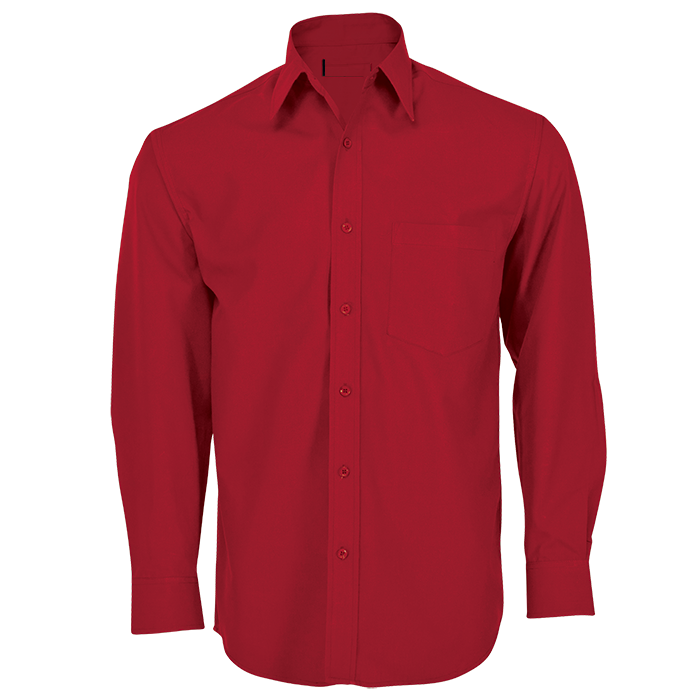 Polycotton Long Sleeve Mens Red Pic-a-Tee Mens Long Sleeved Collar Lounge Shirt Red
