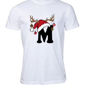 Christmas T-Shirt with Reindeer Monogram Print (1yr - 4XL)