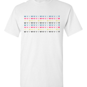 White T-shirt with Block of Hearts Print (Unisex or Ladies)