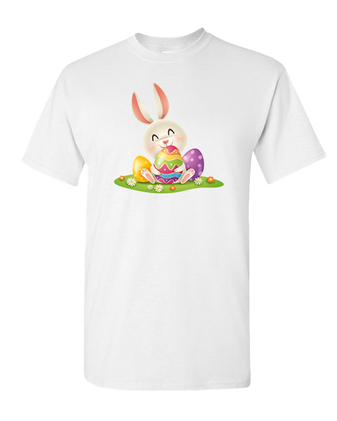 Kids T-Shirt with Colourful Easter Bunny & Eggs Print
