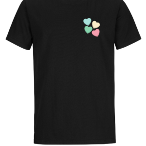 Black T-shirt with Pocket Hearts Print (Unisex or Ladies)