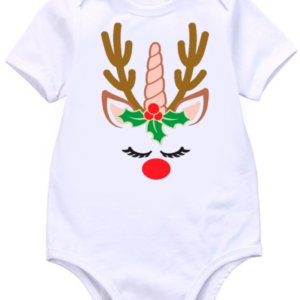 Baby Bodyvest with Santa Mistletoe Unicorn Print