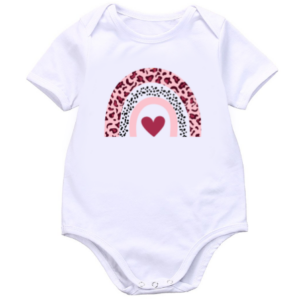 White Baby Bodyvest with Rainbow Heart Print