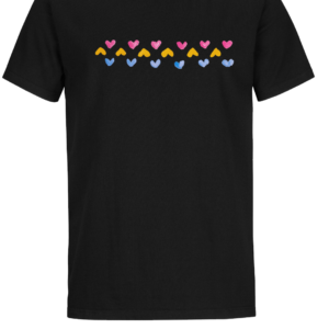 Black T-shirt with Colourful Hearts Print (Unisex or Ladies)
