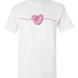 White T-shirt with Squiggly Heart Print (Unisex or Ladies)