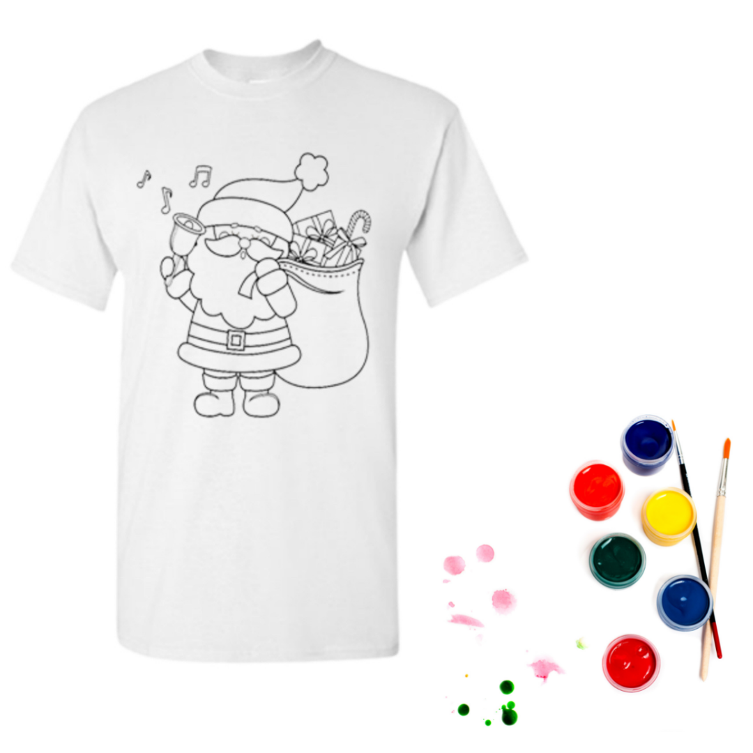 Colour-in-Paint your own Chirstmas T-Shirt (Select Image & Size)