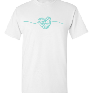 White T-shirt with Squiggly Heart Print (Unisex or Ladies)