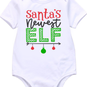 Baby Bodyvest with Santas Newest Elf Print