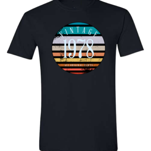 SwifTee T-Shirt with Birthday Retro Sunset Print (Add Year/Choose Colour)