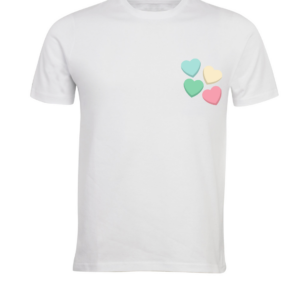 White T-shirt with Pocket Hearts Print (Unisex or Ladies)