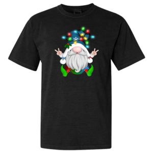 Christmas T-Shirt with Peace Gnome in Lights Print (1yr - 4XL)