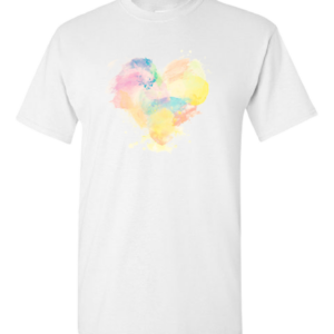 White T-shirt with Tie Die Hearts Print (Unisex or Ladies)